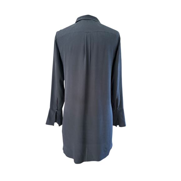 Vintage Chloe Silk Soft Black Bell Sleeve Oversized Tunic Button Down Blouse XS - Picture 10 of 13